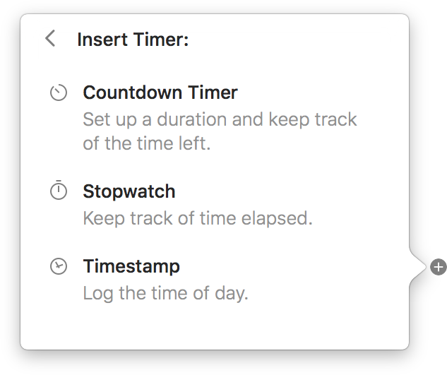 Findings screenshot, showing the popup for timer creation